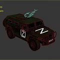 Machine Gun Weapon Mounted On Green Armored Military Vehicle With Z Markings And Worn Appearance