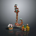 Household Decorative Items With Anchor Shape Hook Basket And Colorful Glass Bottles