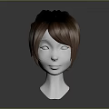 Game And Movie Character Short Hair Design With Brown Gradient Bangs And White Head Model