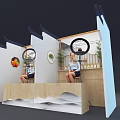 Elegant Modern Public Office Space With Live Streaming Counter Green Plants And Wooden Design