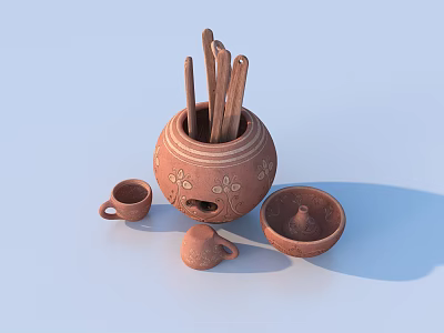 Pottery Pot Coil Pot Clay Pot Porcelain Clay Ware 3d model