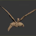 Golden Armored Humanoid Creature with Large Feathered Wings and Avian Head
