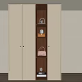 Elegant Modern Wardrobe With Double Doors Golden Handles LED Lighting And Shelves For Handbags