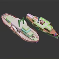 Two Different Ship Models Displayed On Dark Background