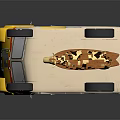 Yellow Van With Cow Model On Top And Milk Silk Text Design