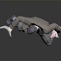 Low Poly Man Wearing Long Coat Hat Holding Wand And Pink Bag In Dynamic Pose