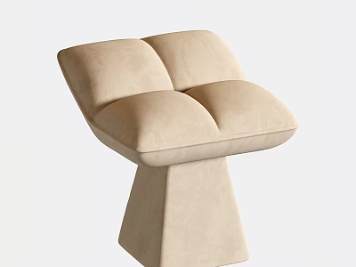 Beige Upholstered Sofa Stool With Padded Square Seat And Geometric Base 3d model