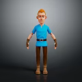 Game Movie Character With Orange Hair Blue Shirt And Brown Pants Boots Gloves