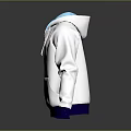 White Zippered Hoodie With Light Blue Hood Lining Purple Cuffs And Hem Pockets
