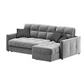 Modern Gray Sectional Sofa With Plush Cushions And Patterned Pillows 3d model
