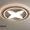 Modern Poliform Ceiling Light With Circular LED Strip And X shaped Center 3d model