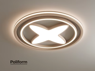 Modern Poliform Ceiling Light With Circular LED Strip And X shaped Center 3d model