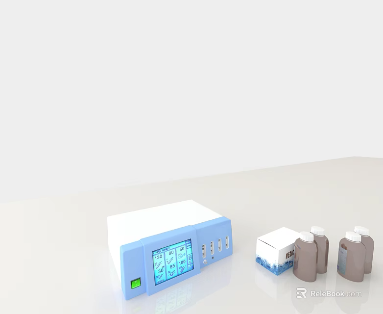 Professional Medical Device With Digital Display Reagent Bottles And Test Kits 3d model 