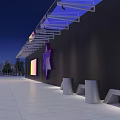 Purple Illuminated Star shaped Lighting Combination With Snowflake Pattern And Modern Design On Black Wall