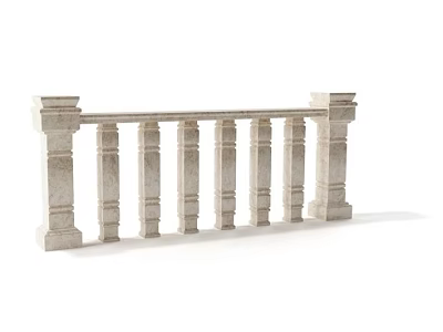 Classic Stone Balustrade Architectural Component With Decorative Columns And Handrail 3d model