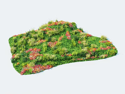 Vibrant Colorful Blooms And Lush Green Grass In Natural Garden Landscape 3d model