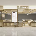 Elegant Jewelry Store Interior Design With Display Counters And Chandeliers 3d model