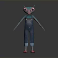 Cartoon Game and Movie Character With Large Eyes Antennae Blue Overalls and Red Shoes