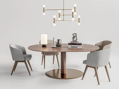 Modern Minotti Dining Table and Chair Combination 3d model