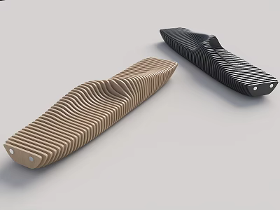 Modern Landscape Seats With Brown Black Wavy Striped Wooden Texture Design 3d model