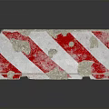 Worn Red And White Striped Construction Barrier Block With Spots And Cracks 3d model