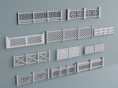 Stone railing Stone grille Fence fence Stone handrail 3d model