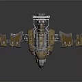 Futuristic Sci Fi Spaceship With Detailed Mechanical Structure Metallic Wings And Glowing Engine 3d model