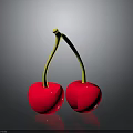 Fresh Ripe Cherries With Red Juicy Fruits And Yellow Stems On Dark Background