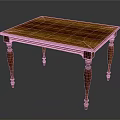 Classic Solid Wood Dining Table With Carved Legs And Wooden Tabletop 3d model