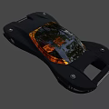 Black Floating Flying Car With Sleek Design And Orange Lights 3d model