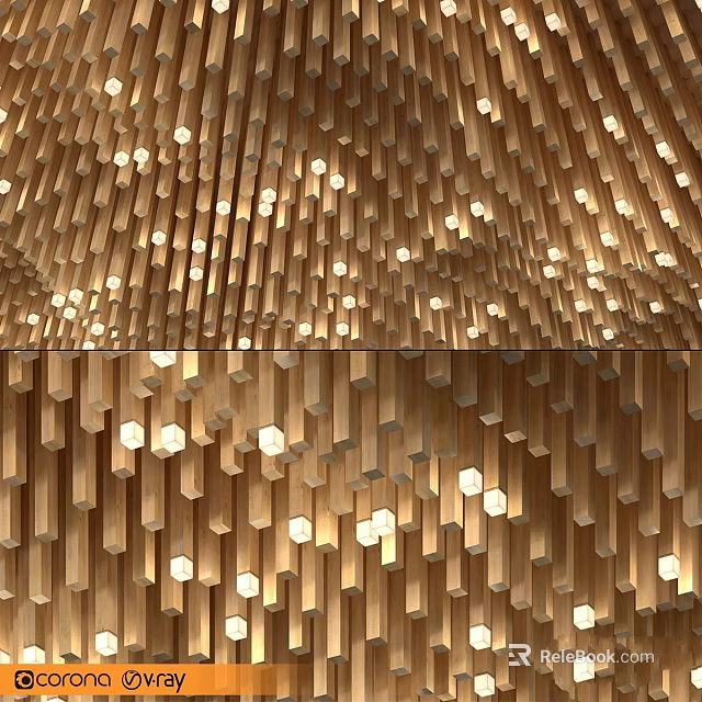 Modern Home Decor Golden Column Decorative Ornament Set With Lighting 3d model 