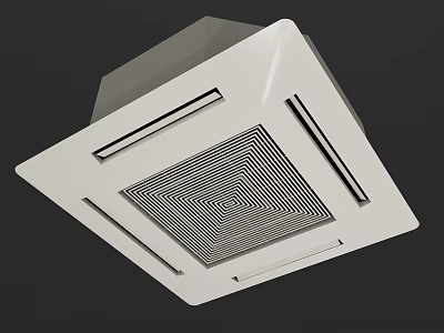 White Square Ceiling Mounted Air Conditioner Fan With Grid Ventilation Design 3d model