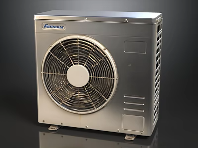 Sleek Silver Metal Air Conditioner Outdoor Unit For Household Cooling And Heating Ventilation System 3d model