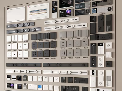 Diverse Modern Switch Panels with Multiple Designs Colors and Functional Features for Home Electrical Systems 3d model