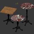 Vintage Coffee Tables With Marble And Wooden Tops And Black Metal Bases