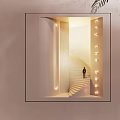 Elegant Modern Wall Lamp With Warm Light Illuminating Staircase Interior Design 3d model