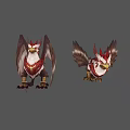 Vibrant Fantasy Eagle Creature Design With Red Plumage White Chest And Sharp Talons 3d model