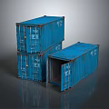 Three Blue Shipping Containers With Stacked Units And One Open Door
