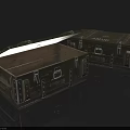 Public Facility Military Style Storage Boxes with Green Metal Latches and Open Closed Design