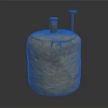 Traditional Cloth Wrapped Cylindrical Container With Wooden Stoppers On Vintage Storage Vessel