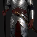 Three Armored Fantasy Characters In Ornate Armor With Spears Swords And Cloaks From Different Angles