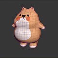 Cute Yellow And White Plush Toy Dog With Round Body And Blush Cheeks