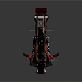 Custom Motorcycle With Flame Design Black Red Vintage Detailed Engine Seat Headlight
