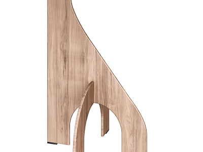 Modern Wooden Side Table With Curved Structure And Natural Wood Texture 3d model