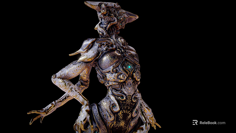 Game Movie Character With Biomechanical Armor Intricate Mechanical Parts And Sci Fi Fantasy Design 3d model 