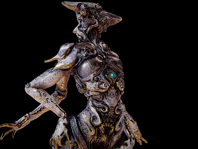 Game Movie Character With Biomechanical Armor Intricate Mechanical Parts And Sci Fi Fantasy Design 3d model
