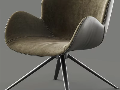 Modern Stylish Accent Chair With Curved Velvet Upholstery And Sturdy Metal Spider Legs 3d model