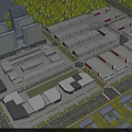 Modern Industrial Factory Aerial View Layout With Multiple Buildings Greenery And Roads