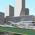 Modern Urban Architecture Featuring Green Roof And Glass Structure In City Center