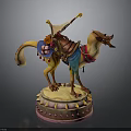 Handcrafted Camel Sculpture With Decorative Saddle Colorful Fabric And Ornate Base